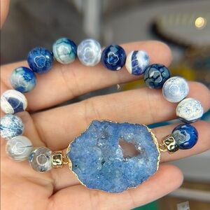 Blue Agate Druzy Bracelet